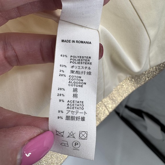 Bonpoint Jacket Womens XS Gold Floride2Y Metallic Blazer Couture Romania - Picture 6 of 11